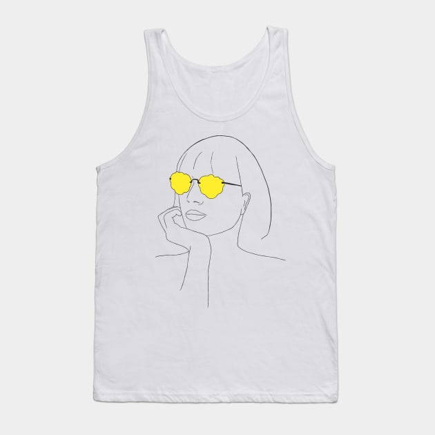 Girl With Yellow Sunglasses Tank Top by JanuaryPomegranate